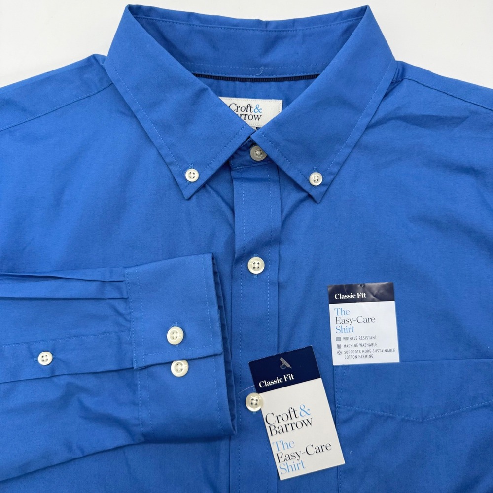 Croft & Barrow Button Up Mens M Blue Easy-Care Shirt Classic Fit NWT - Picture 1 of 10